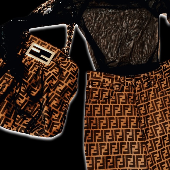 Fendi XL Canvas Zucca Print Mia Shoulder Bag Tobacco - Picture 11 of 13